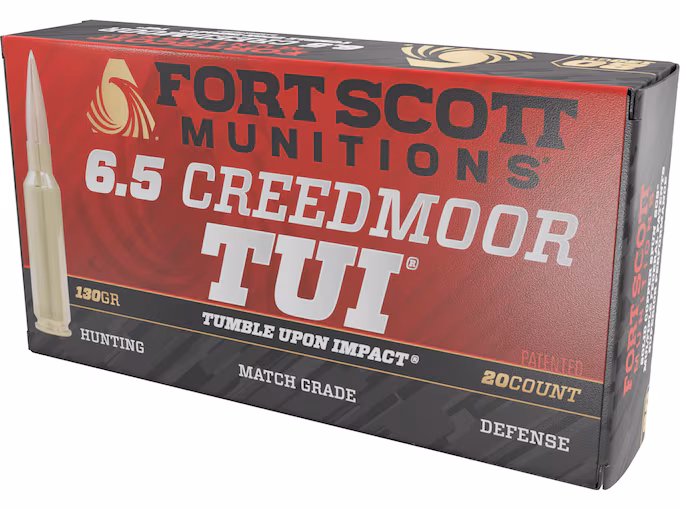 Fort Scott Munitions TUI 6.5 Creedmoor Ammo 130 Grain Solid Lead Free Box of 20