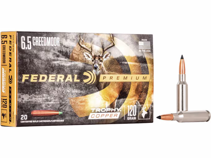 Federal Premium 6.5 Creedmoor Ammo 120 Grain Federal Trophy Copper Polymer Tip Lead Free Box of 20