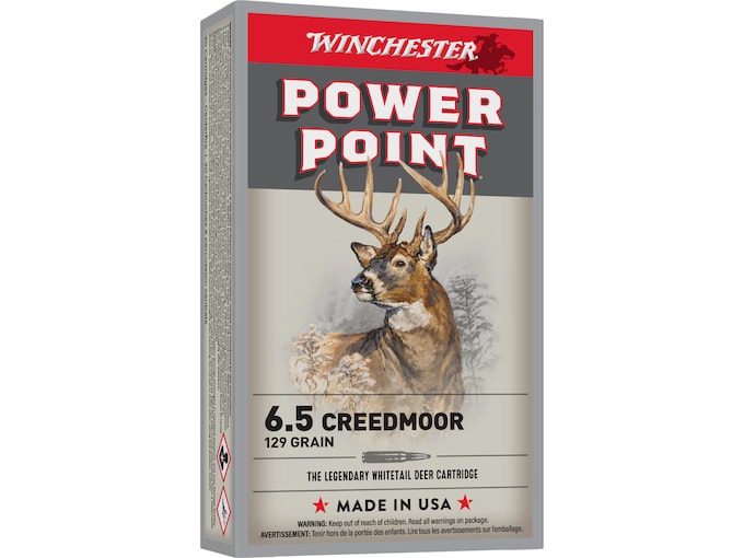 Winchester Power Point 6.5 Creedmoor Ammo 129 Grain Jacketed Soft Point Box of 20