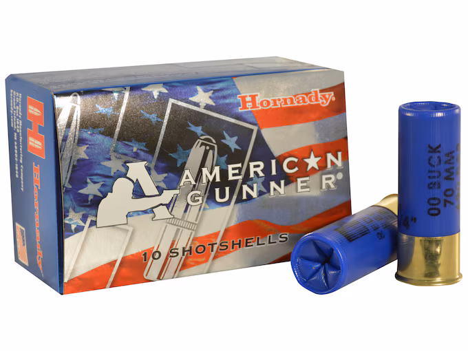 Hornady American Gunner 12 Gauge Ammo 2-3/4" #00 Buckshot 8 Pellets Box of 10