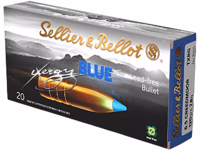 Sellier & Bellot Exergy Blue 6.5 Creedmoor Ammo 120 Grain Polymer Tip Lead Free Box of 20