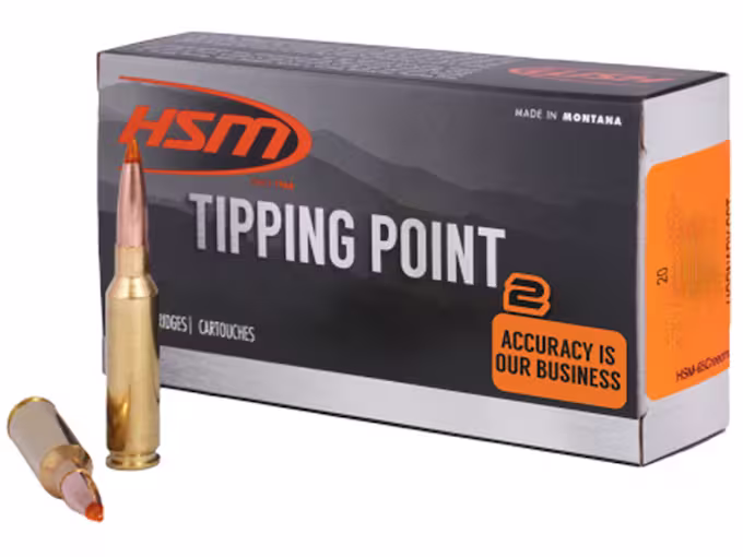 HSM Tipping Point 2 6.5 Creedmoor Ammo 140 Grain Hornady SST (Super Shock Tip) Polymer Tip Box of 20