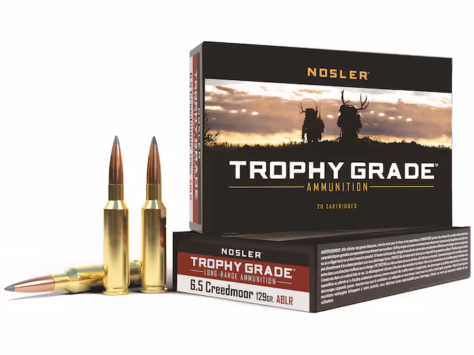 Nosler Trophy Grade 6.5 Creedmoor Ammo 129 Grain Nosler AccuBond Long Range Bonded Polymer Tip Box of 20
