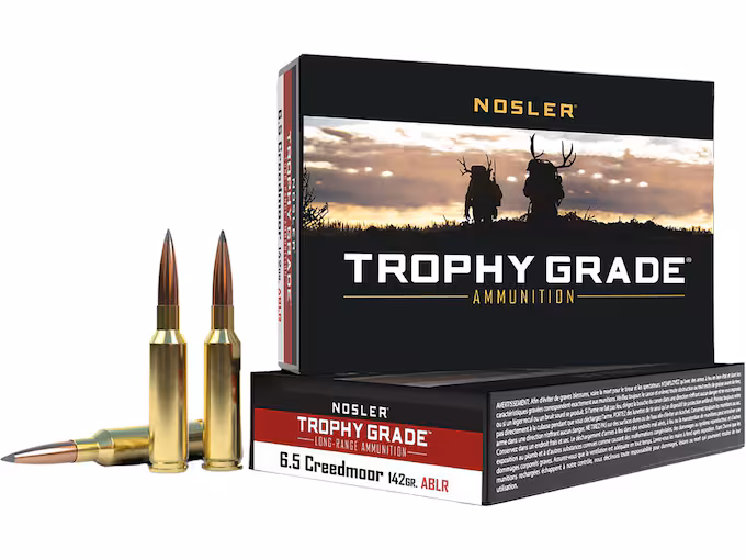 Nosler Trophy Grade 6.5 Creedmoor Ammo 142 Grain Nosler AccuBond Long Range Bonded Polymer Tip Box of 20
