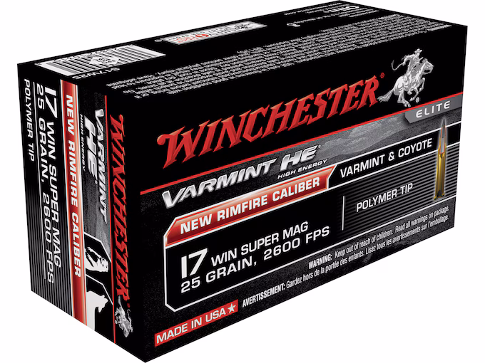 Winchester Varmint High Energy 17 Winchester Super Magnum Ammo 25 Grain Polymer Tip