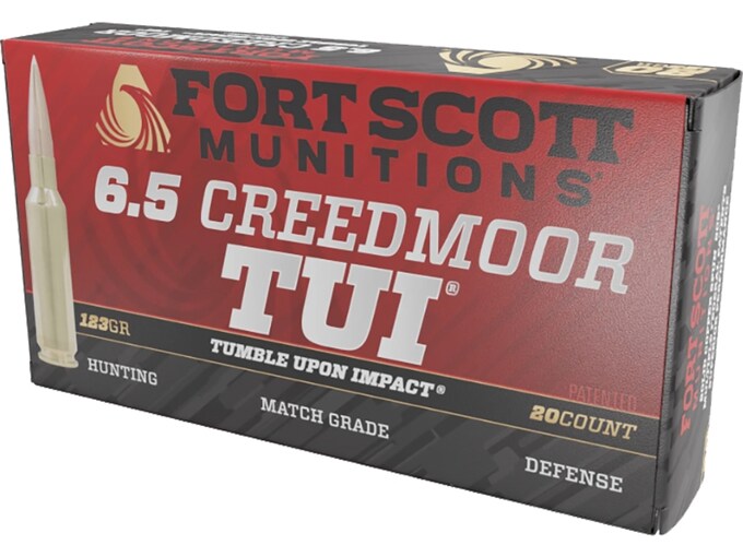 Fort Scott Munitions TUI 6.5 Creedmoor Ammo 123 Grain Solid Lead Free Box of 20
