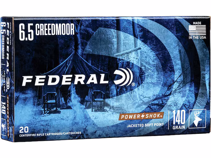 Federal Power-Shok 6.5 Creedmoor Ammo 140 Grain Jacketed Soft Point Box of 20
